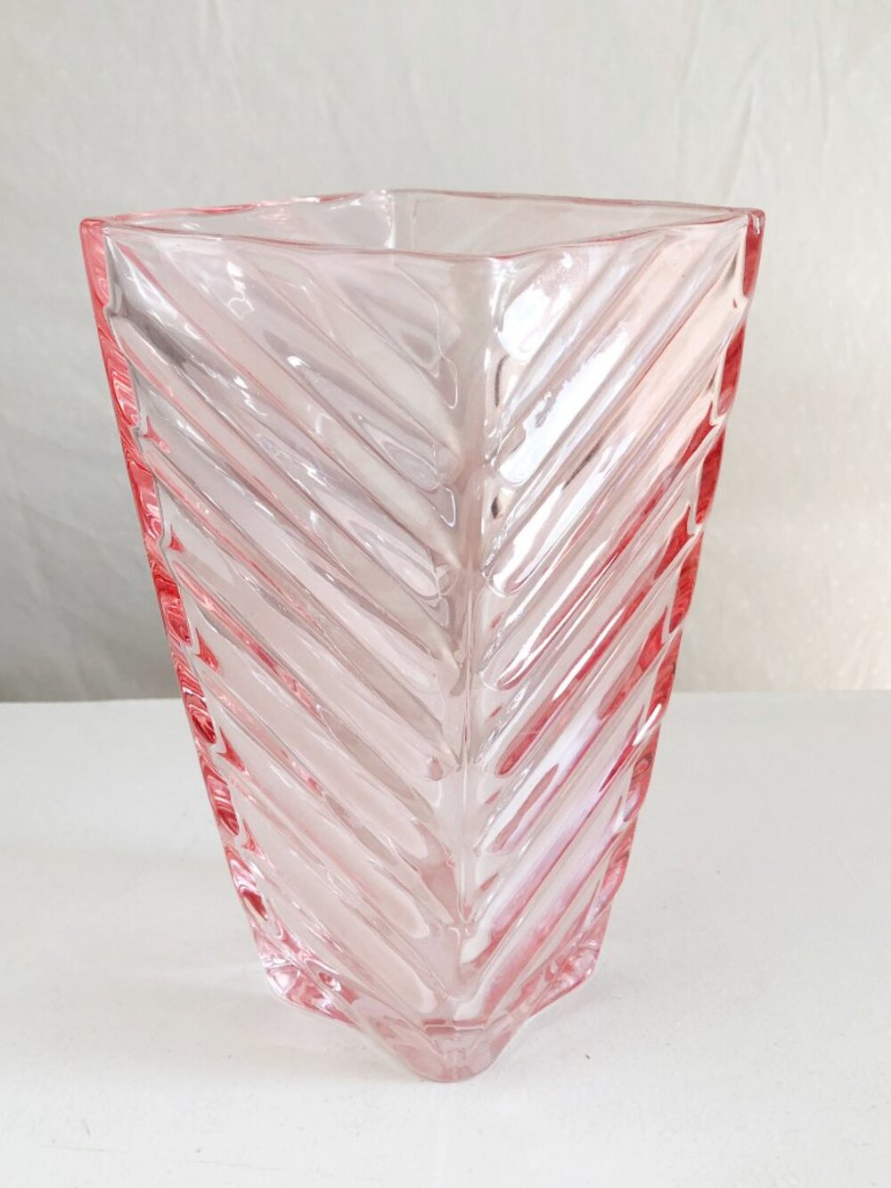 Vintage 80s Pink Optic Swirl Glass Vase